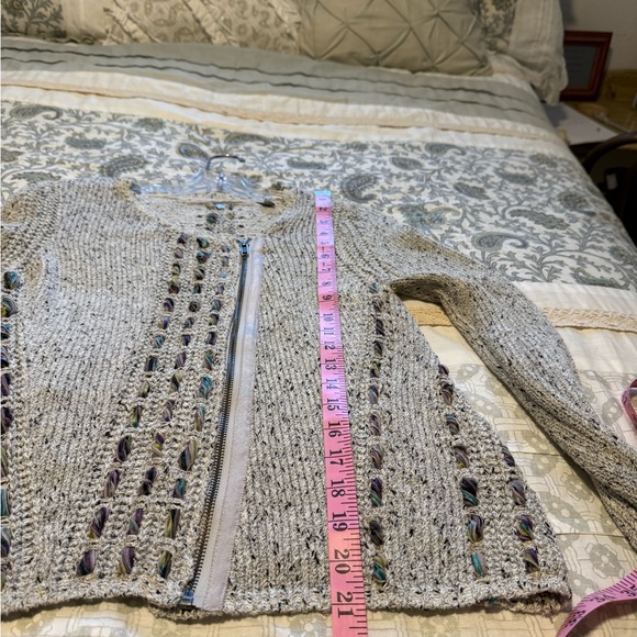 Anthropologie Cream Cardigan with Multicolor Details - Picture 6 of 11